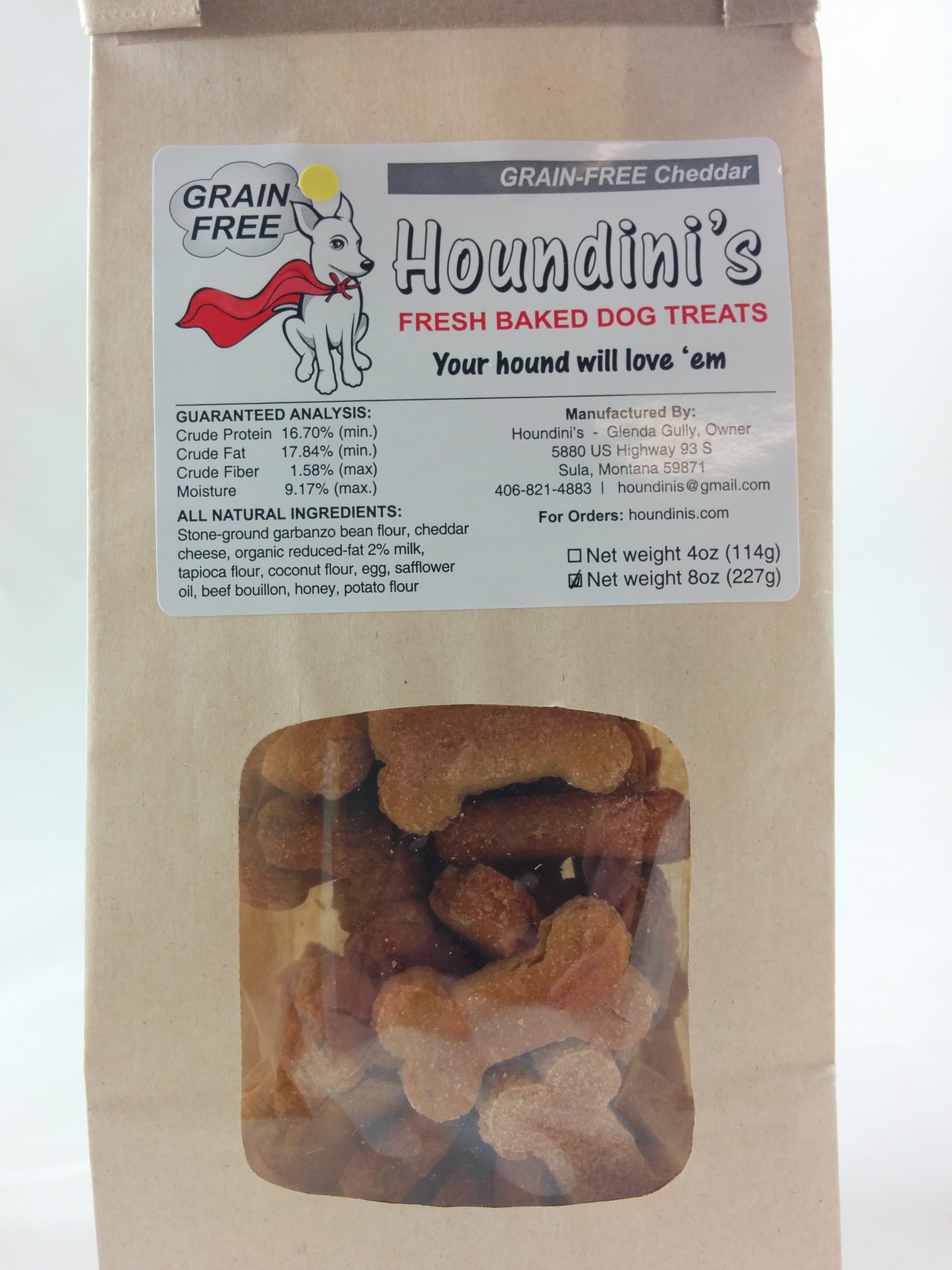 Houndini's Grain Free Cheddar Cheese Biscuit, Medium Bone, 8oz